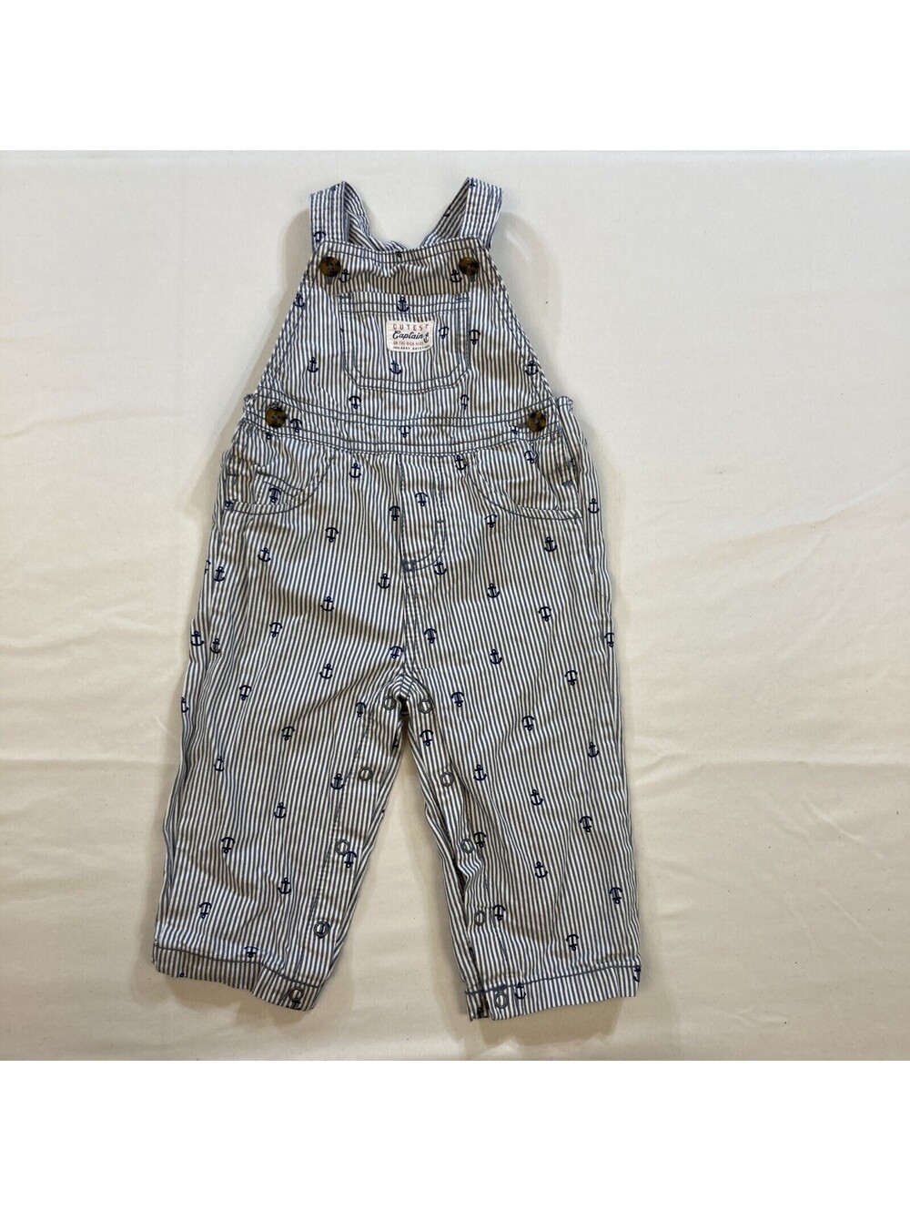 Carter’s Just One You Boys 12 Month Sea Anchor Captain Striped Overalls EUC